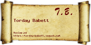 Torday Babett névjegykártya